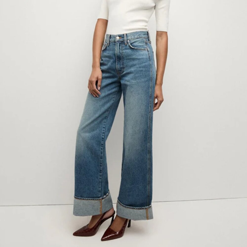 NWT Veronica Beard Taylor Wide Leg Cuffed Jeans - Size 28